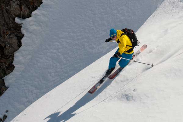 telemark skier in action image of