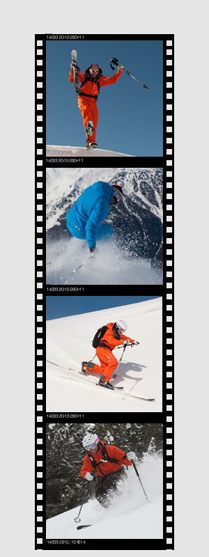 photo reel of a telemark skier practicing image of